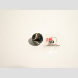 Glas Perler - Hndlavet Sorte Med Hvide Striber - Runde - 1cm