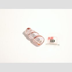 Hndlavet Glas Perle - Snoet Med Rd Strib Og Slv - Lyserd - 2,5cm