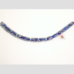 Hndlavet Glas Perle - Aflang Med Blomst Og Selvlysende - Bl - 1,8cm