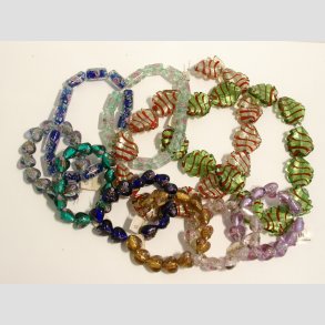 H�ndlavet Glas Perler - Mix 120 stk - 10x12