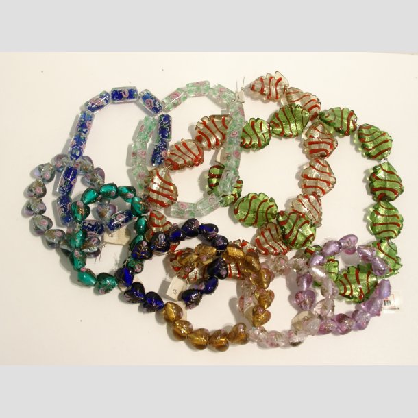 H�ndlavet Glas Perler - Mix 120 stk - 10x12