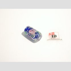 Hndlavet Glas Perle - Aflang Med Blomst Og Selvlysende - Bl - 1,8cm