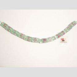 Hndlavet Glas Perle - Aflang Med Blomst Og Selvlysende - Grn - 1,8cm