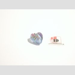 Hndlavet Glas Perle - Hjerte Med Blomst Og Slv - Bl - 1,4cm