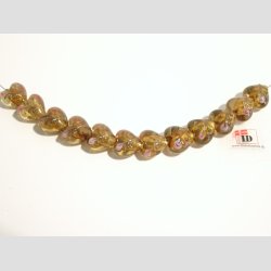 Hndlavet Glas Perle - Hjerte Med Blomst Og Slv - Ravfarve - 1,4cm