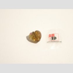 Hndlavet Glas Perle - Hjerte Med Blomst Og Slv - Ravfarve - 1,4cm