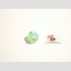 Hndlavet Glas Perle - Rund Med Prikker - Grn/Hvid/Bl - 1cm