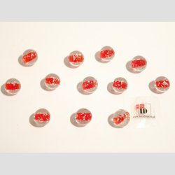 Hndlavet Glas Perle - Rund - Selvlysende - Rd - 1cm