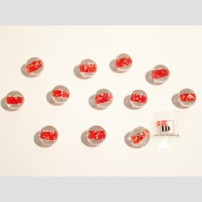 Hndlavet Glas Perle - Rund - Selvlysende - Rd - 1cm