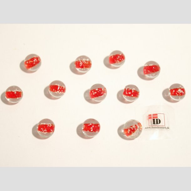 Hndlavet Glas Perle - Rund - Selvlysende - Rd - 1cm