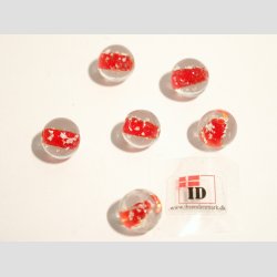 Hndlavet Glas Perle - Rund - Selvlysende - Rd - 1cm