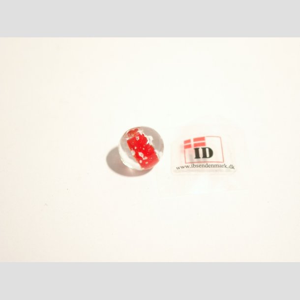 Hndlavet Glas Perle - Rund - Selvlysende - Rd - 1cm Perle1