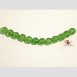 Hndlavet Glas Perle - Rund - Selvlysende - Grn - 1cm