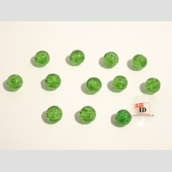 Hndlavet Glas Perle - Rund - Selvlysende - Grn - 1cm