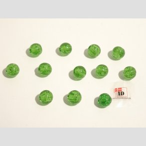 Hndlavet Glas Perle - Rund - Selvlysende - Grn - 1cm