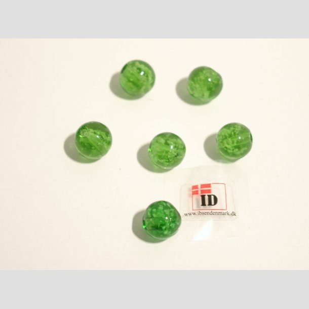 Hndlavet Glas Perle - Rund - Selvlysende - Grn - 1cm Perle6