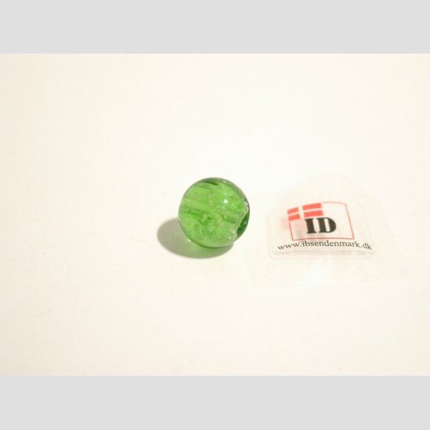 Hndlavet Glas Perle - Rund - Selvlysende - Grn - 1cm Perle1
