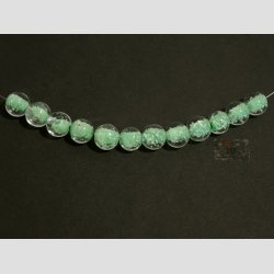 Hndlavet Glas Perle - Rund - Selvlysende - Jade - 1cm