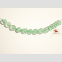 Hndlavet Glas Perle - Rund - Selvlysende - Jade - 1cm