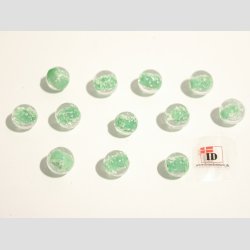 Hndlavet Glas Perle - Rund - Selvlysende - Jade - 1cm