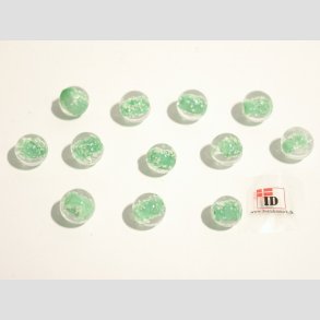 Hndlavet Glas Perle - Rund - Selvlysende - Jade - 1cm