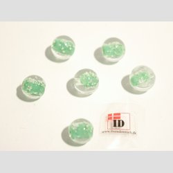 Hndlavet Glas Perle - Rund - Selvlysende - Jade - 1cm