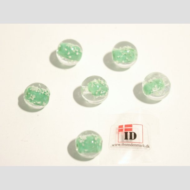 Hndlavet Glas Perle - Rund - Selvlysende - Jade - 1cm Perle6