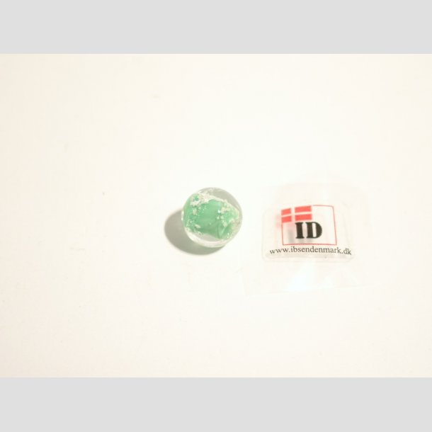 Hndlavet Glas Perle - Rund - Selvlysende - Jade - 1cm Perle1