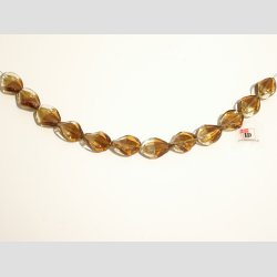 Hndlavet Glas Perle - Blade - Ravfarve - 2cm