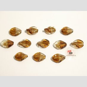 Hndlavet Glas Perle - Blade - Ravfarve - 2cm