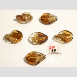 Hndlavet Glas Perle - Blade - Ravfarve - 2cm