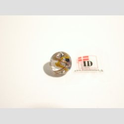 Glas Perler - Hndlavet Glasklare Med Gul/Guld Striber - Rund - 1cm