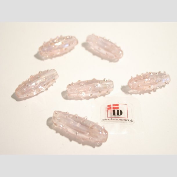 Glas Perler - Hndlavet Aflang Med Prikker - Lyserd - 2,5cm Perle6