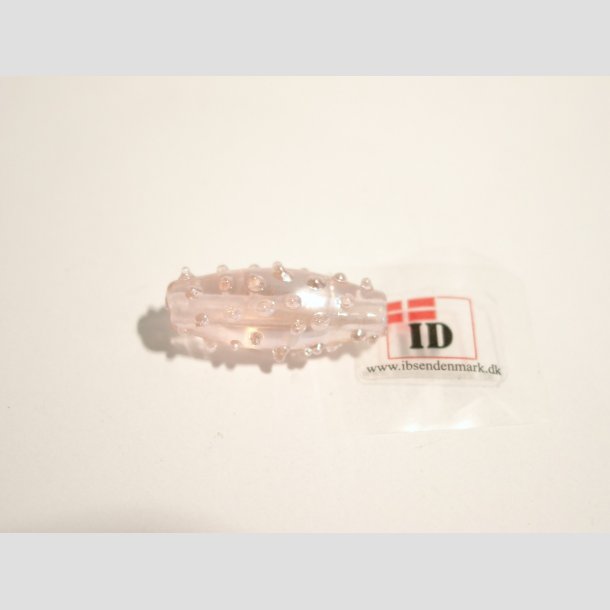 Glas Perler - Hndlavet Aflang Med Prikker - Lyserd - 2,5cm Perle1