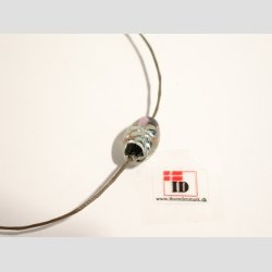 Glas Perle - Klar/Sort/Blomst Med Slv - 1,5cm