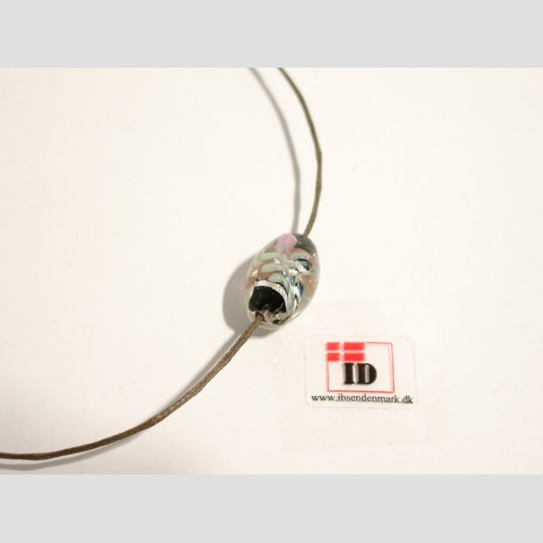 Glas Perle - Klar/Sort/Blomst Med Slv - 1,5cm Perle1