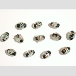 Glas Perle - Klar/Sort/Blomst Med Slv - 1,5cm