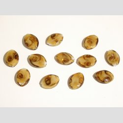 Glas Perler - Flade/Ovale - Brune/Rde eller Bl - 1 St 12 Stk - 2cm