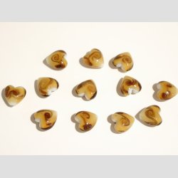 Glas Perler - Hjerter - Lysebl eller Brune - 1 St 12 stk - 1,5cm