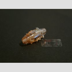 Glas Perler - Hndlavet Aflange Med Prikker - Mrkebrune - 2,5cm