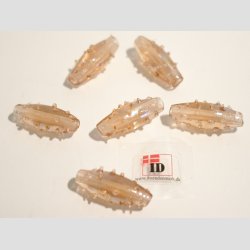 Glas Perler - Hndlavet Aflange Med Prikker - Mrkebrune - 2,5cm