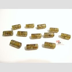 Hndlavet Glas Perler - Rund/Aflang Med Striber - Brun - 2cm