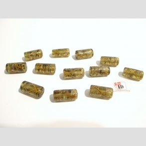 Hndlavet Glas Perler - Rund/Aflang Med Striber - Brun - 2cm