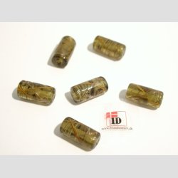 Hndlavet Glas Perler - Rund/Aflang Med Striber - Brun - 2cm