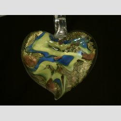 Glas Smykke Vedhng - Stor Glas Hjerte - Rd/Bl/Grn - 5-6cm