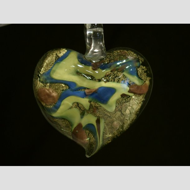 Glas Smykke Vedhng - Stor Glas Hjerte - Rd/Bl/Grn - 5-6cm ID Deko3