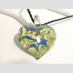 Glas Smykke Vedhng - Stor Glas Hjerte - Grn - 5-6cm