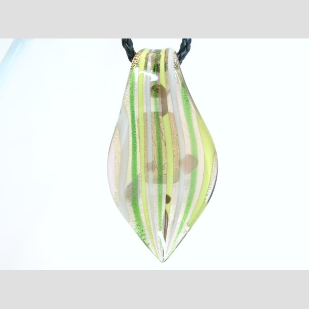 Glas Smykke Vedhng - Grn/Gul/Guld - Blad/Hjerte/Aflang/Kors - 4-5cm ID Deko1