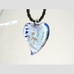 Glas Smykke Vedhng - Bl/Slv - Blad/Kors/Hjerte - 4-5cm