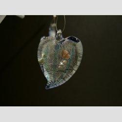 Glas Smykke Vedhng - Bl/Slv - Blad/Kors/Hjerte - 4-5cm